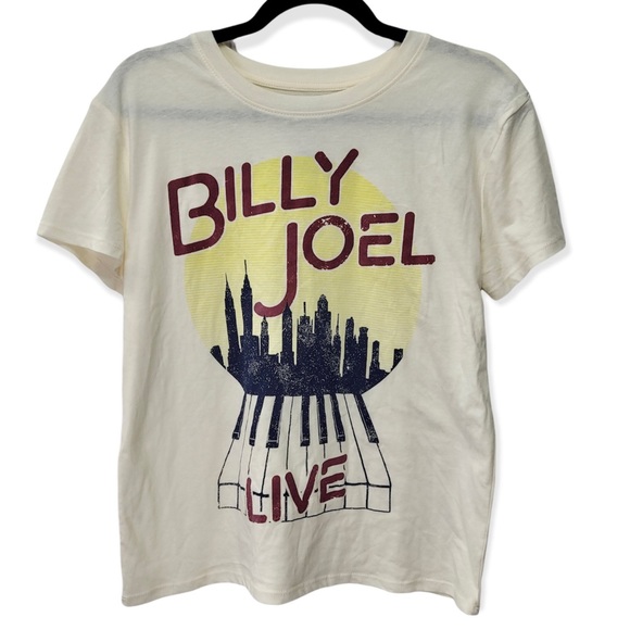 billy joel Tops - Billy Joel Piano Short Sleeve Graphic T-Shirt Cream Womens Sz Medium - EUC